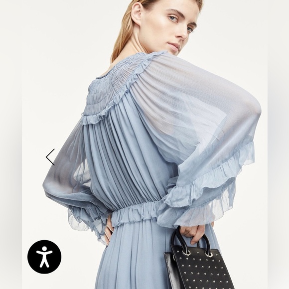 The Kooples Short Sky Blue Dress with Floaty Frills - Picture 16 of 16